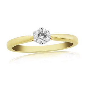 9ct White & Yellow Gold Diamond Solitaire Ring 01-01-741