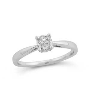18ct White Gold 4 Diamond's in a Hidden Setting 0.25ct