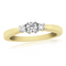 9ct Yellow Gold 3 Stone 4 Claw Diamond Ring DR881