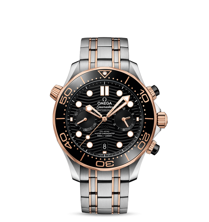 Omega Seamaster Diver 300M Black Dial Chronograph Steel and Sedna 44mm