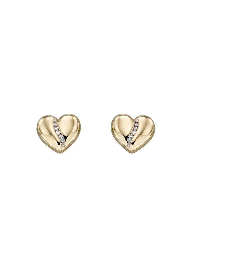 9ct Yellow Gold and Diamond Heart earring 20-28-650