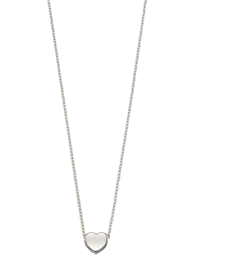 Elements 9ct White Gold Heart Necklace