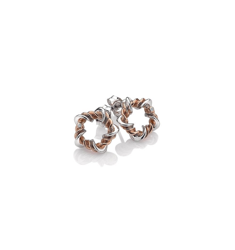 Hot Diamonds Vine Sterling Silver and 18ct Rose Gold Plate Earrings