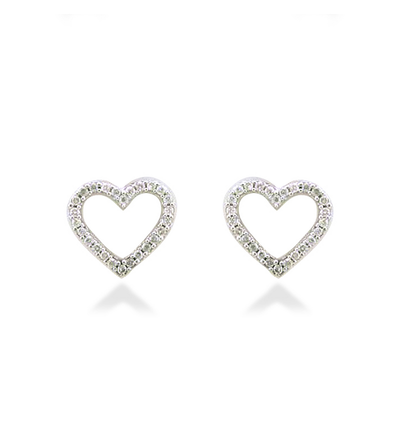 9ct heart stud earrings