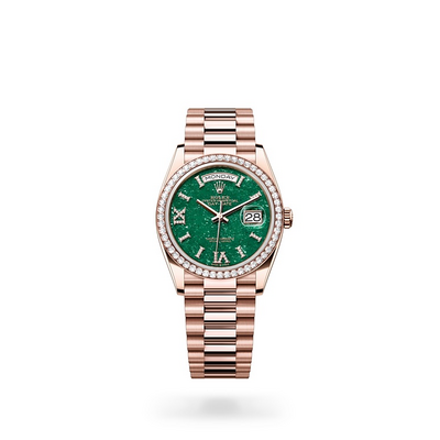 Rolex Day-Date 36 watch in Gold and Coloured dial, Gem-set dial at John Pass, official Rolex retailer. Ref: M128345RBR-0068, full image