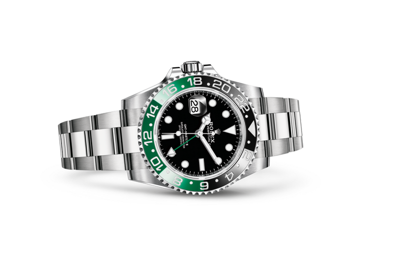 Rolex GMT-Master II watch in Oystersteel and Dark dial at John Pass, official Rolex retailer. Ref: M126720VTNR-0001, on side