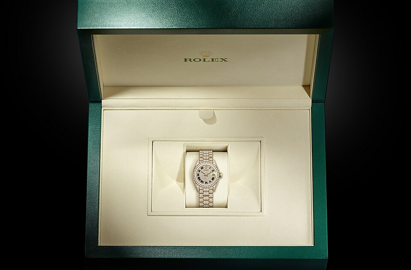 Rolex Lady-Datejust watch in Gold and Gem-set dial, Diamond paved dial at John Pass, official Rolex retailer. Ref: M279458RBR-0001, in box